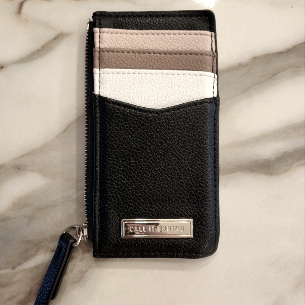 Call it Spring - Card and coin purse 100% Genuine Leather Tan white cream black